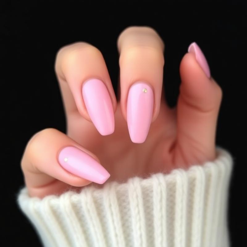 Nails rosa milky com detalhes minimalistas