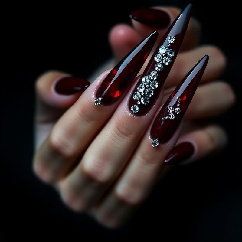 Stiletto bordô com cristais