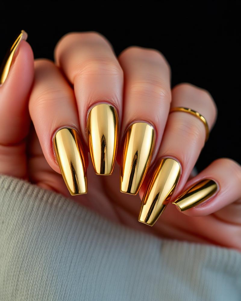 Nails cromadas douradas
